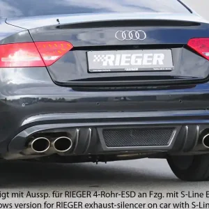 Rieger vložka zadního nárazníku pro Audi A5 B8, B81 kabriolet, kupé před faceliftem, plast ABS s povrchovou úpravou Carbon-Look, mimo S-Line, pro orig. koncovky na obou stranách Super Cena