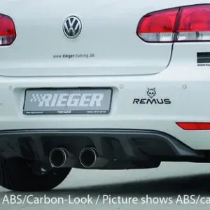 Výhodná Nabídka Rieger vložka zadního nárazníku pro Volkswagen Golf 6 3-dvéř., 5-dvéř., plast ABS s povrchovou úpravou Carbon-Look, pro dvojitou koncovku uprostřed