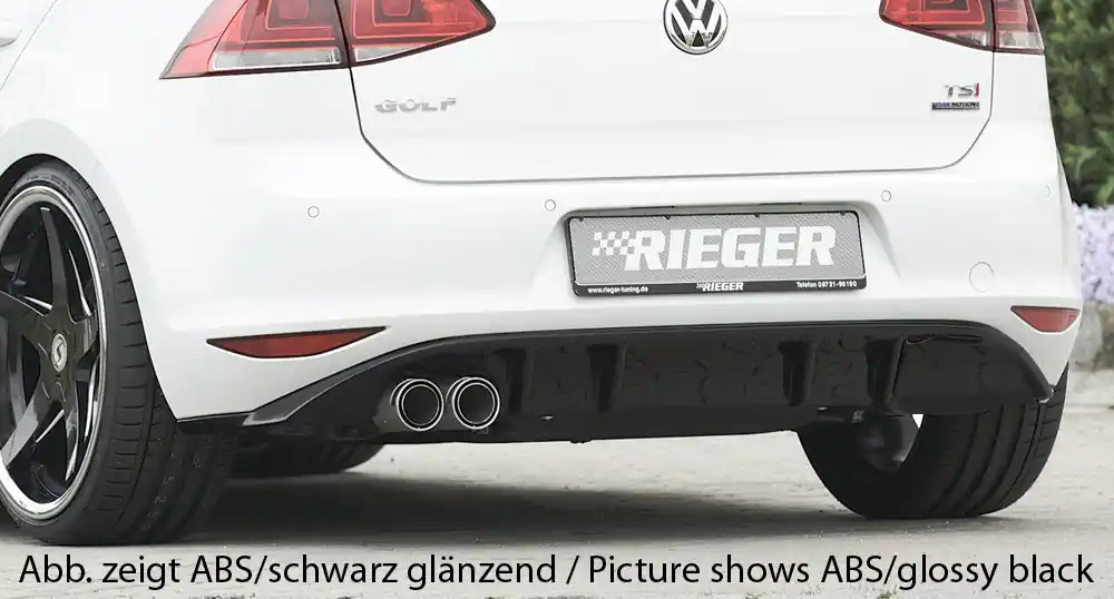 Finální Výprodej Rieger vložka zadního nárazníku pro Volkswagen Golf 7 vč. GTD 3-dvéř., 5-dvéř. před faceliftem, plast ABS s povrchovou úpravou Carbon-Look