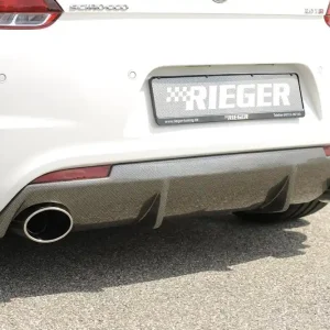Rieger vložka zadního nárazníku pro R-Line zadní nárazník pro Volkswagen Scirocco 3 13 2-dvéř. vč. faceliftu, plast ABS s povrchovou úpravou Carbon-Look, pro sportovní koncovky na obou stranách 126x94 mm Značkový