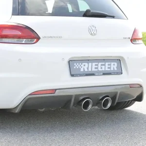 Rieger vložka zadního nárazníku pro R-Line zadní nárazník pro Volkswagen Scirocco 3 13 2-dvéř. vč. faceliftu, plast ABS s povrchovou úpravou Carbon-Look, pro dvojitou koncovku uprostřed 2x100 mm Expresní Doručení
