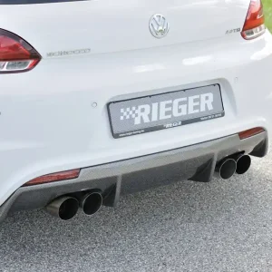 Sleva Rieger vložka zadního nárazníku pro R-Line zadní nárazník pro Volkswagen Scirocco 3 13 2-dvéř. vč. faceliftu, plast ABS s povrchovou úpravou Carbon-Look, pro dvojité koncovky na obou stranách 4x90 mm