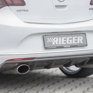 Rieger vložka zadního nárazníku pro Opel Astra J 5-dvéř., hatchback po faceliftu, plast ABS s povrchovou úpravou Carbon-Look, pro sportovní koncovky na obou stranách 140x90 mm Poslední Šance