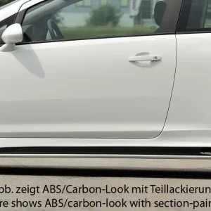 Rieger boční práh mont. strana levá pro Opel Corsa D 3-dvéř. vč. faceliftu, r.v. 01/11-, 07/06-12/10, plast ABS s povrchovou úpravou Carbon-Look, s prolisem a výřezem Originální