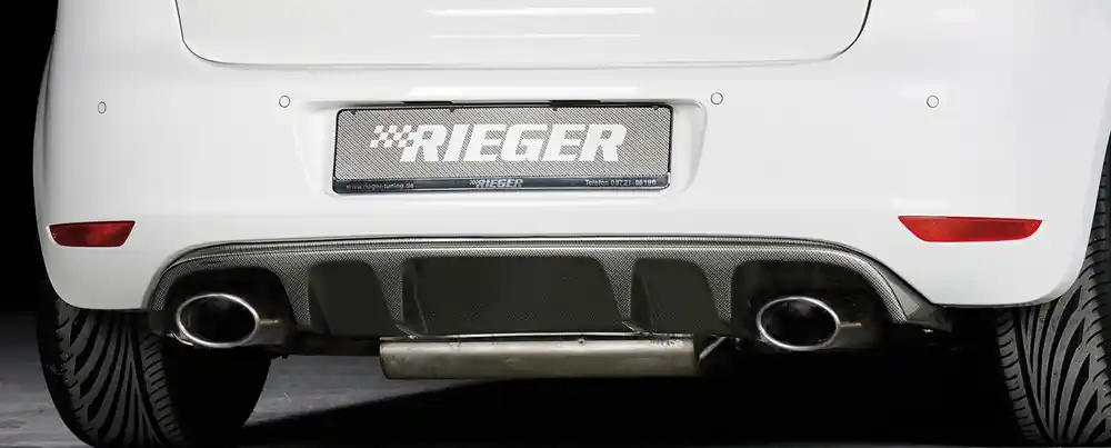 Nová Kolekce Rieger vložka zadního nárazníku s dvojitými žebry pro Volkswagen Golf 6 GTD, GTI 3-dvéř., 5-dvéř., kabriolet, plast ABS s povrchovou úpravou Carbon-Look