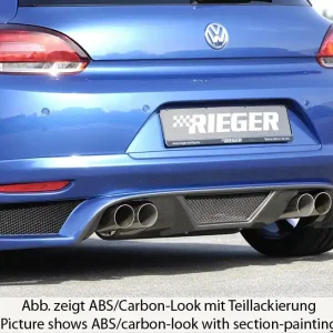 Sleva Rieger spoiler pod zadní nárazník pro Volkswagen Scirocco 3 13 2-dvéř. před faceliftem r.v. 08/08-04/14, plast ABS s povrchovou úpravou Carbon-Look, pro dvojité koncovky na obou stranách