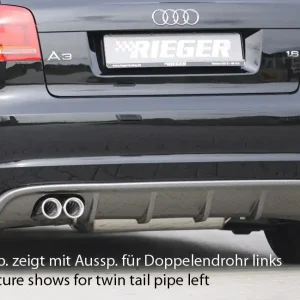Rieger vložka zadního nárazníku pro Audi A3 8P 3-dvéř., kabriolet po faceliftu, plast ABS s povrchovou úpravou Carbon-Look, pro orig. koncovku vlevo Nakupujte Hned