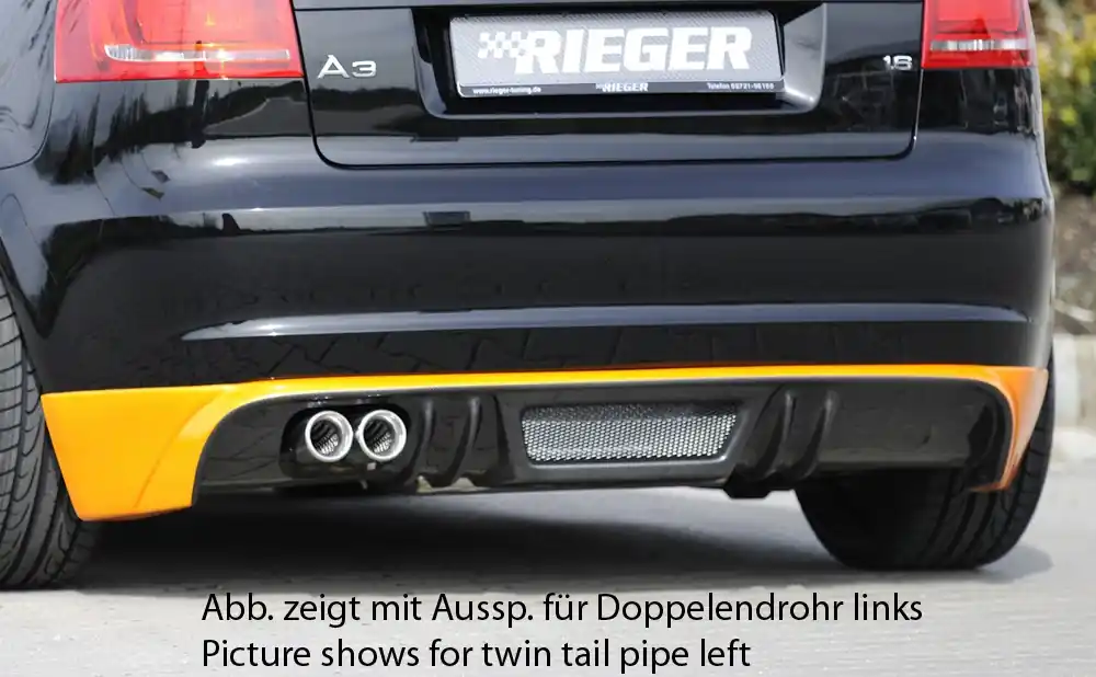 Cenově Výhodný Rieger spoiler pod zadní nárazník pro Audi A3 8P 3-dvéř., kabriolet po faceliftu r.v. 07/08-, plast ABS s povrchovou úpravou Carbon-Look, pro dvojité koncovky na obou stranách