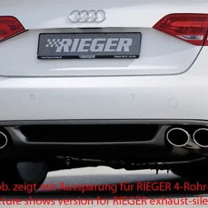 Rieger vložka zadního nárazníku pro Audi A4 B8, B81 avant, sedan před faceliftem, plast ABS s povrchovou úpravou Carbon-Look, mimo S-Line, pro orig. dvojitou koncovku vlevo Nakupujte Hned