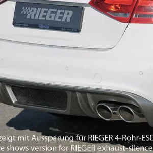 Ověřený Rieger vložka zadního nárazníku pro Audi A4 B8, B81 avant, sedan před faceliftem, plast ABS s povrchovou úpravou Carbon-Look, S-Line, pro orig. koncovky na obou stranách