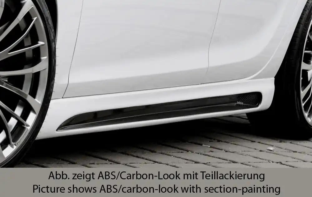 Rieger boční práh mont. strana levá pro Opel Astra J 5-dvéř., hatchback, sedan/notchback, sports tourer vč. faceliftu, r.v. 10/12-, 11/08-09/12, plast ABS s povrchovou úpravou Carbon-Look, s prolisem a výřezem Rychlé Dodání