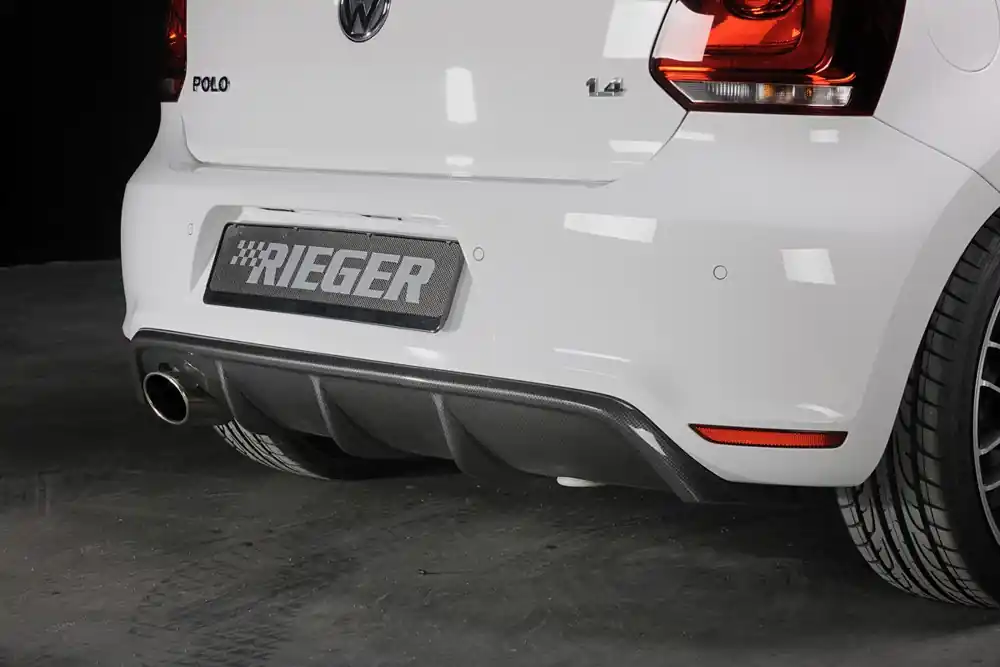 Rieger vložka zadního nárazníku pro Volkswagen Polo 6 GTI 3-dvéř., 5-dvéř. před faceliftem, plast ABS s povrchovou úpravou Carbon-Look Originální