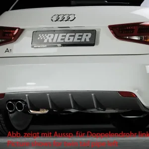Rieger vložka zadního nárazníku pro Audi A1 8X 3-dvéř., 5-dvéř. (sportback) před faceliftem, plast ABS s povrchovou úpravou Carbon-Look, pro orig. jednoduchou koncovku vlevo Expresní Doručení