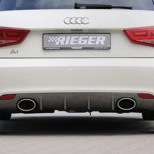 Poslední Šance Rieger vložka zadního nárazníku pro Audi A1 8X 3-dvéř., 5-dvéř. (sportback) před faceliftem, plast ABS s povrchovou úpravou Carbon-Look, pro sportovní koncovky na obou stranách 140x90 mm