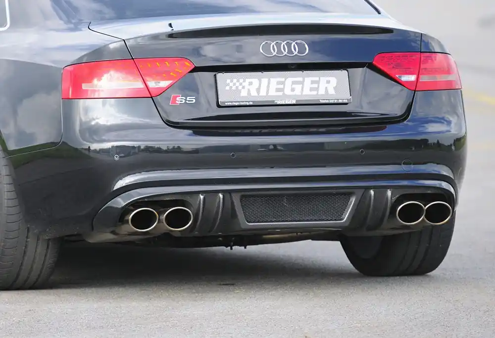 Rieger vložka zadního nárazníku pro Audi A5 B8, B81 Sportback před faceliftem, plast ABS s povrchovou úpravou Carbon-Look, S-Line, pro sportovní koncovky na obou stranách 4x115x85 mm Nejlepší Volba