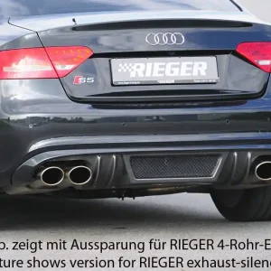Zlevněný Rieger vložka zadního nárazníku pro Audi A5 S5 B8, B81 Sportback před faceliftem, plast ABS s povrchovou úpravou Carbon-Look, S-Line, pro orig. dvojité koncovky na obou stranách