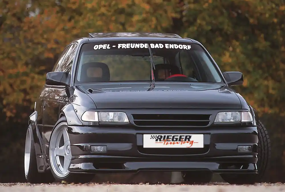 Rieger lipa pod přední nárazník Rieger pro Opel Astra F hatchback, notchback, plast ABS bez povrchové úpravy Rychlé Dodání