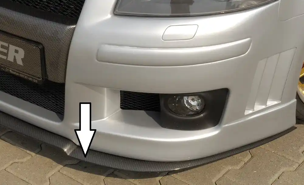 Zlevněný Rieger lipa pod přední nárazník Rieger pro Audi A3 8P 3-dvéř. před faceliftem, -05/05, plast ABS s povrchovou úpravou Carbon-Look
