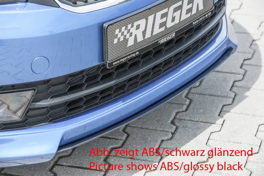 Rieger lipa pod přední nárazník Rieger pro Škoda Rapid NH notchback, spaceback vč. faceliftu, 05/17-, 07/12-04/17, plast ABS s povrchovou úpravou Carbon-Look Výprodej
