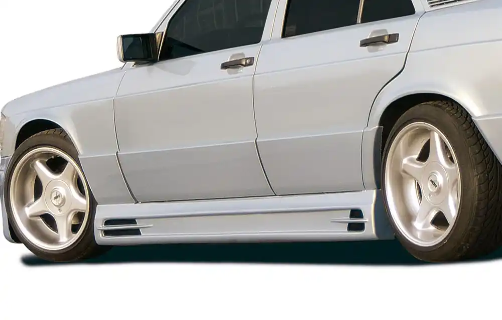 Výhodná Nabídka Rieger boční práh mont. strana levá pro Mercedes 190 W201 sedan, plast ABS bez povrchové úpravy, s prolisem, s prolisem a dvěma výřezy, r.v. do 1989