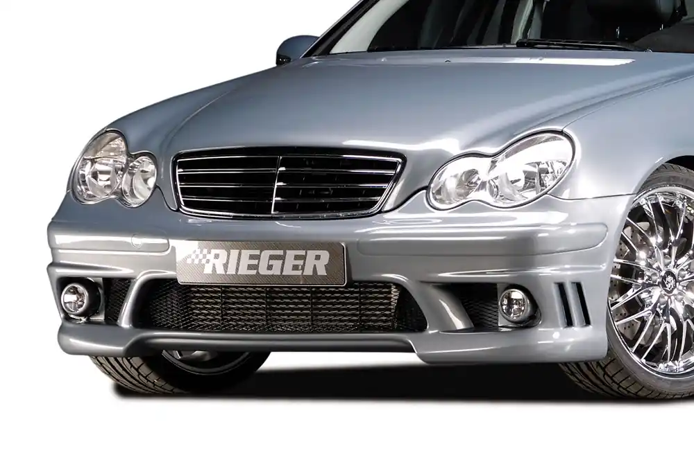 Levný Rieger Přední nárazník pro Mercedes třída C W203 sedan, t-model, plast ABS bez povrchové úpravy, pro vozy bez ostřikovačů světlometů a parkovacího asistenta (PDC)