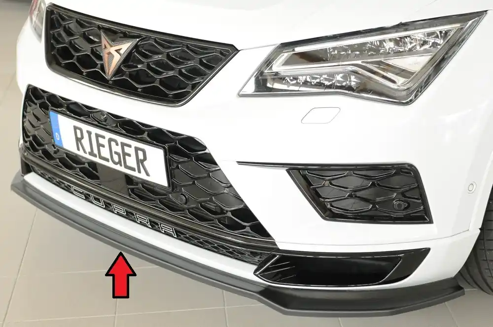 Rieger lipa pod přední nárazník pro Seat Ateca Cupra 5FP, 09/18-07/20, plast ABS bez povrchové úpravy Poslední Šance