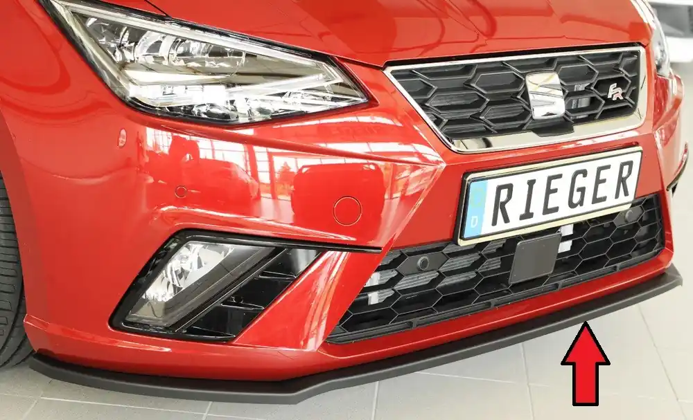 Rieger lipa pod přední nárazník pro Seat Ibiza KJ 5-dvéř., 01/17-, plast ABS bez povrchové úpravy Výprodej