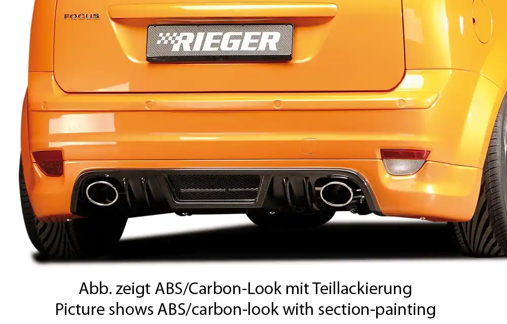 Rieger spoiler pod zadní nárazník pro Ford Focus 2 3-dvéř., 5-dvéř. před faceliftem r.v. 07/04-01/08, plast ABS bez povrchové úpravy, pro vozy s koncovkami na obou stranách Ověřený