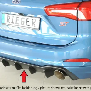 Aktuální Rieger vložka zadního nárazníku pro Ford Focus 4 DEH 5-dvéř. (combi), plast ABS bez povrchové úpravy, pro sportovní koncovky vlevo/vpravo 115 mm