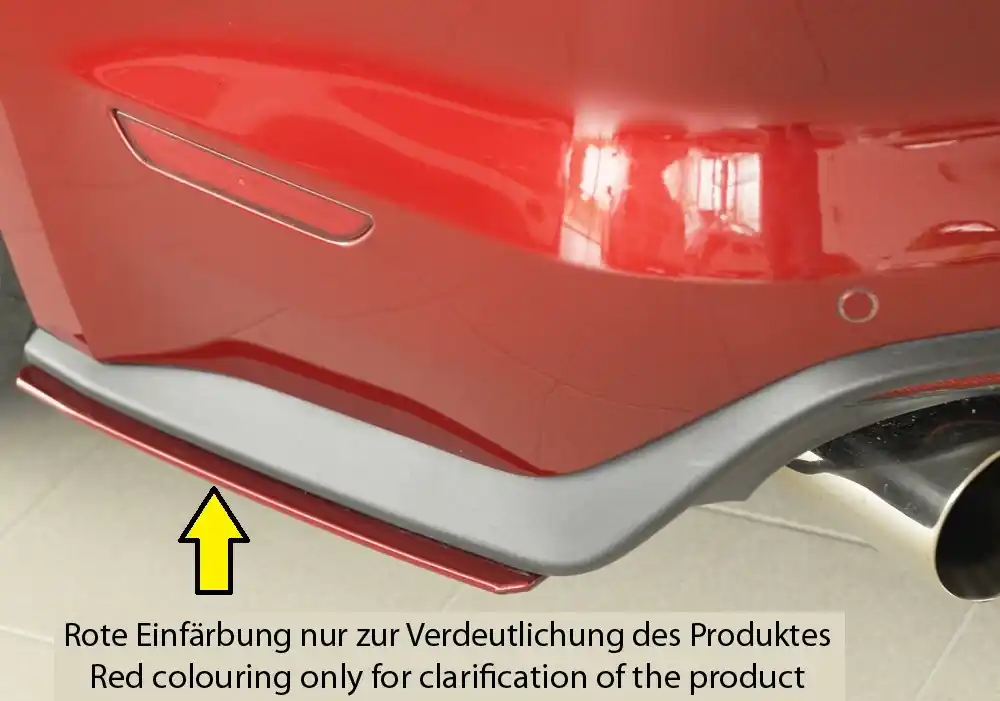 Rieger spoiler pod zadní nárazník na levé straně pro Ford Mustang 6 LAE kabriolet, kupé před faceliftem r.v. 11/14-07/17, plast ABS bez povrchové úpravy Časově Omezené