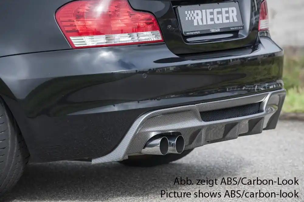 Akce Rieger vložka zadního nárazníku pro BMW řada 1 E82, E88 kabriolet, kupé, plast ABS bez povrchové úpravy, pro dvojitou koncovku vlevo