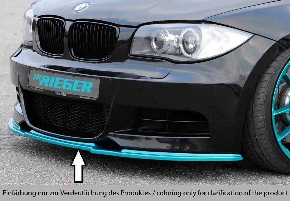 Aktuální Rieger lipa pod přední nárazník pro BMW řada 1 E82, E88 kabriolet, kupé, 10/07-, plast ABS bez povrchové úpravy