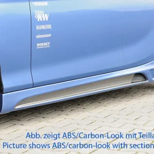 Ověřený Rieger boční práh mont. strana pravá pro BMW řada 1 F20 sedan / 4-dvéř. vč. faceliftu, r.v. 05/2015-, 09/11-03/2015, plast ABS bez povrchové úpravy, s prolisem a výřezem