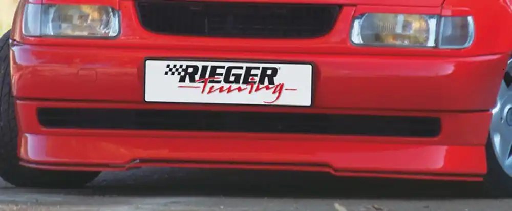 Značkový Rieger spoiler pod přední nárazník pro Volkswagen Polo 4 6N 3-dvéř., 5-dvéř., r.v. 10/94-01, plast ABS bez povrchové úpravy, "flat version", bez styling paketu