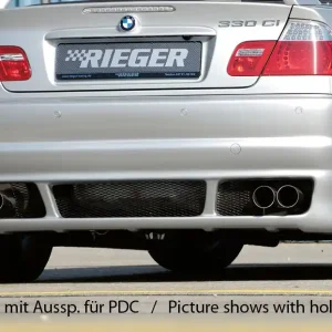 Rieger kompletní zadní nárazník M3-Look pro BMW řada 3 E46 kabriolet, kupé, sedan před faceliftem, plast ABS bez povrchové úpravy, pro vozy bez parkovacího asistenta (PDC) Koupit Online
