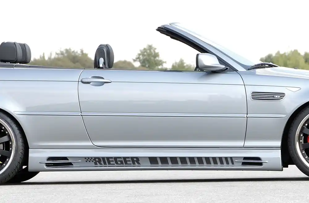 Rieger boční pr??h (185mm) mont. strana pravá pro BMW řada 3 E46, E46 M3 compact, kabriolet, kupé, sedan vč. faceliftu, r.v. 02/02-, 02/98-12/01, 06/00-, plast ABS bez povrchové úpravy, s prolisem, s prolisem a dvěma výřezy Dokud Zásoby Vydrží
