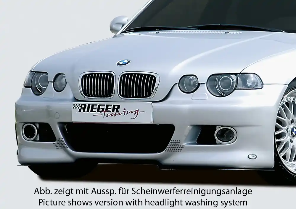 Rieger Přední nárazník pro BMW řada 3 E46 compact po faceliftu, plast ABS bez povrchové úpravy, pro vozy bez ostřikovačů světlometů Must-Have