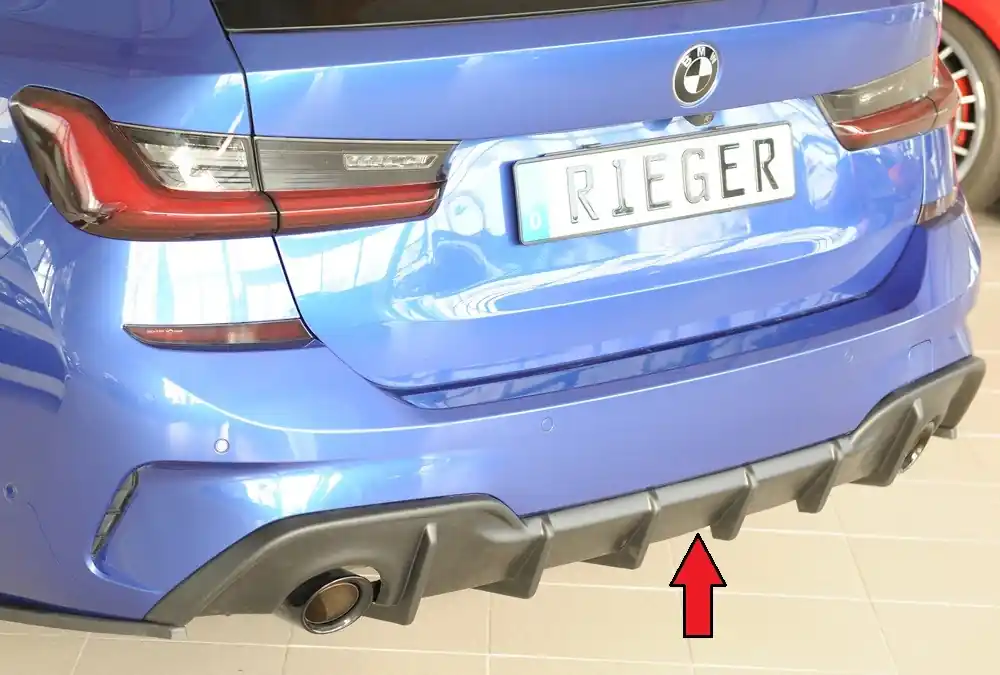 Top Prodej Rieger vložka zadního nárazníku (pro vozy s tažným zařízením) pro BMW řada 3 G21 touring, plast ABS bez povrchové úpravy, pro orig. koncovky vlevo/vpravo (průměr 90 mm)