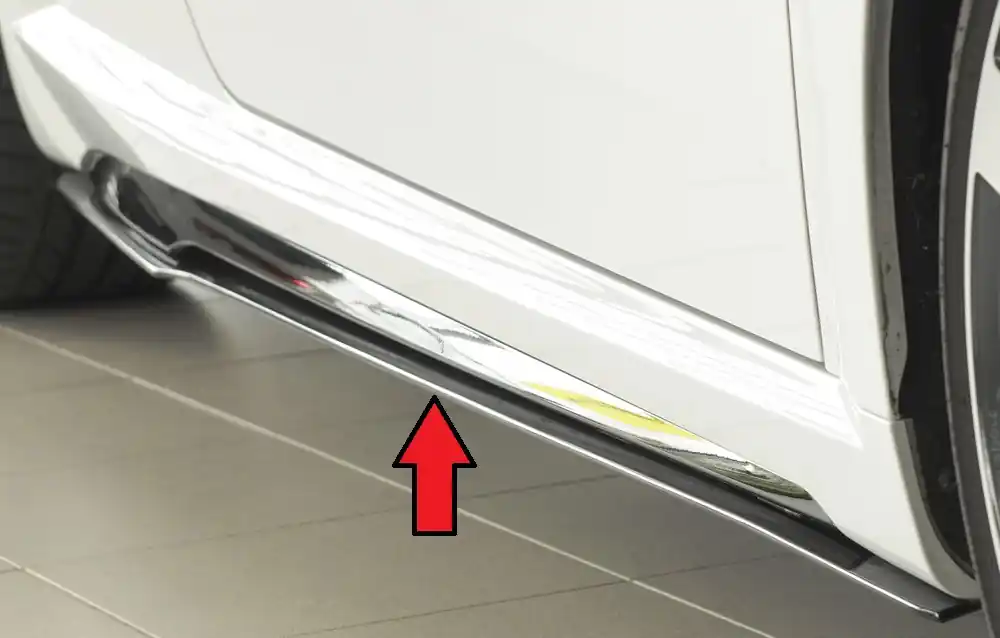 Značkový Rieger spoiler pod boční práh mont. strana pravá pro Audi TT RS 8J, 8J1-FV, 8S kupé, roadster po faceliftu, r.v. 09/18-, plast ABS bez povrchové úpravy
