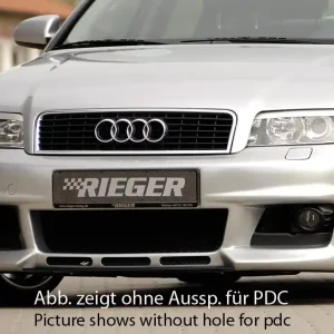 Speciální Cena Rieger Přední nárazník new Design pro Audi A4 8E avant, sedan, plast ABS bez povrchové úpravy, s žebrováním, pro vozy s parkovacím asistentem (PDC) a mlhovými světly