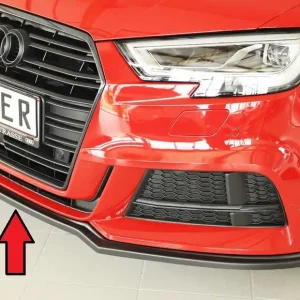 Rieger lipa pod přední nárazník pro Audi A3 8V 3-dvéř. (convertible 8V7), 5-dvéř. (sedan 8VS) po faceliftu, 09/16-, plast ABS bez povrchové úpravy Dokud Zásoby Vydrží