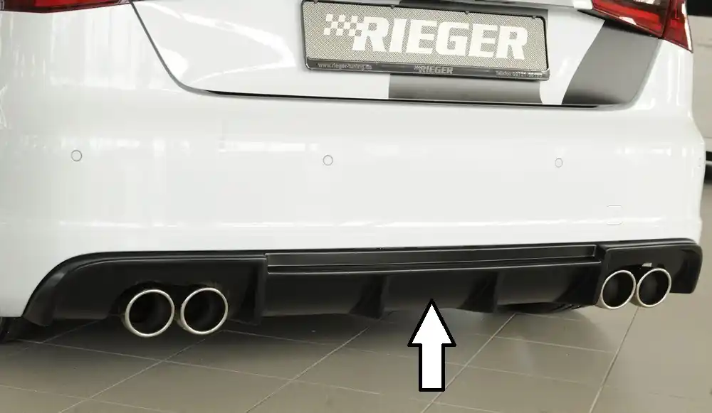 Rieger vložka zadního nárazníku (Typ 56805) pro Audi A3 S3 8V 3-dvéř. (hatchback 8V1), 5-dvéř. (sportback 8VA) před faceliftem, plast ABS bez povrchové úpravy Sleva