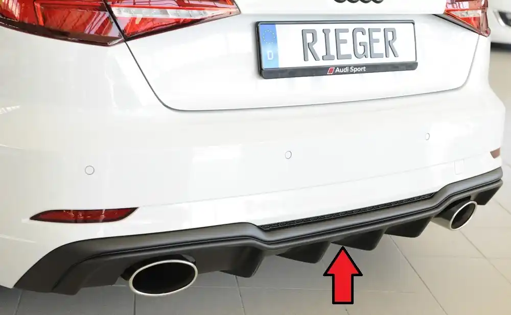 Ihned K Objednání Rieger vložka zadního nárazníku pro Audi A3 S3 8V 3-dvéř. (hatchback 8V1), 5-dvéř. (sportback 8VA) po faceliftu, plast ABS bez povrchové úpravy, pro sportovní koncovky na obou stranách 152x95 mm