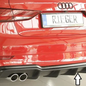 Rieger vložka zadního nárazníku pro Audi A3 8V 3-dvéř. (convertible 8V7), 5-dvéř. (sedan 8VS) po faceliftu, plast ABS bez povrchové úpravy, pro dvojitou koncovku vlevo Omezená Nabídka