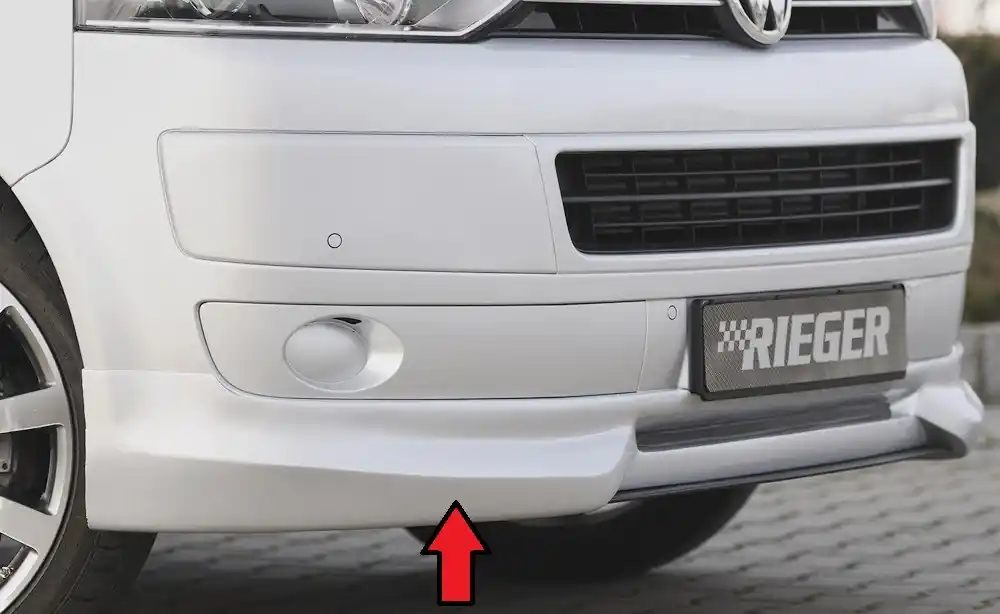 Omezená Nabídka Rieger spoiler pod přední nárazník pro Volkswagen T5 bus po faceliftu, r.v. 09/09-, plast ABS bez povrchové úpravy