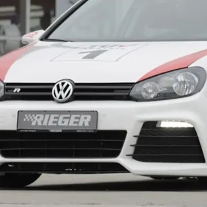 Aktuální Rieger Přední nárazník pro Volkswagen Golf 6 vč. GTD, GTI 3-dvéř., 5-dvéř., kabriolet, plast ABS bez povrchové úpravy, pro vozy s PDC, bez parkovacího asistenta a ostřikovačů světlometů