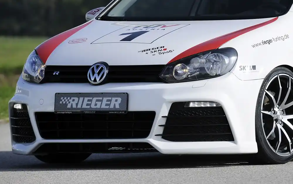 Rieger Přední nárazník pro Volkswagen Golf 6 vč. GTD, GTI 3-dvéř., 5-dvéř., kabriolet, plast ABS bez povrchové úpravy, pro vozy s ostřikovači světlometů, bez PDC a parkovacího asistenta Rychlé Dodání