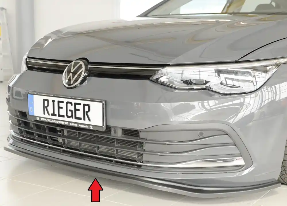Rieger lipa pod přední nárazník pro Volkswagen Golf 8 3-dvéř., 12/19-, plast ABS bez povrchové úpravy Cenová Bomba