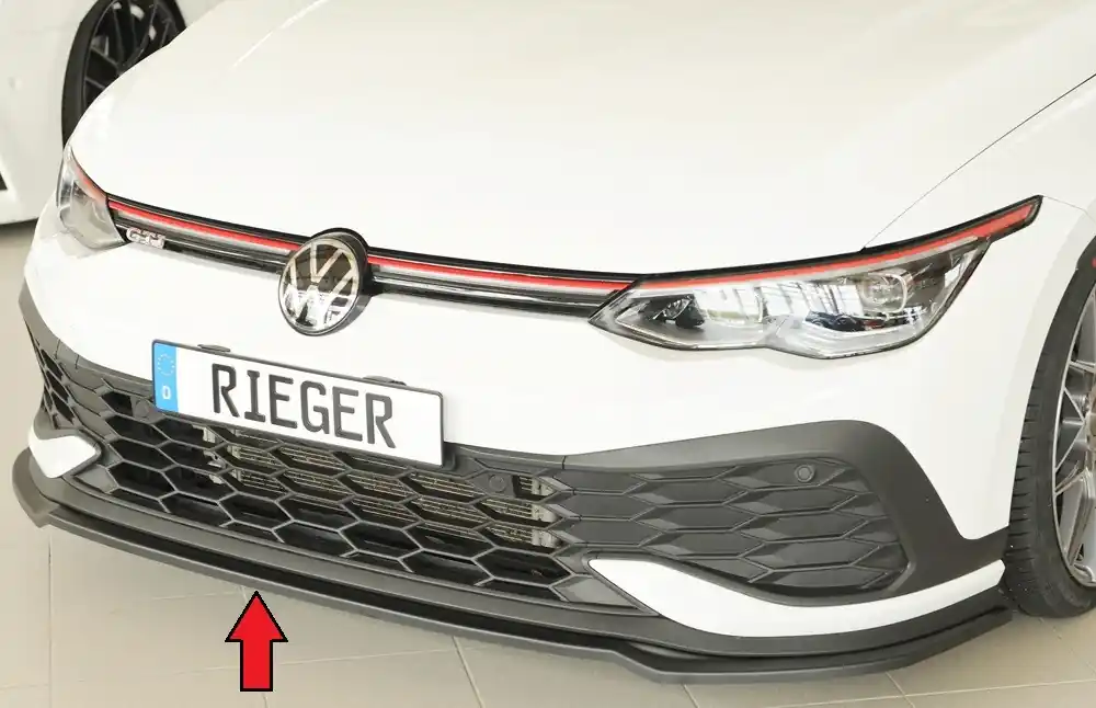 Akční Cena Rieger lipa pod přední nárazník pouze pro GTI Clubsport pro Volkswagen Golf 8 GTI Clubsport 5-dvéř., 10/20-, plast ABS bez povrchové úpravy