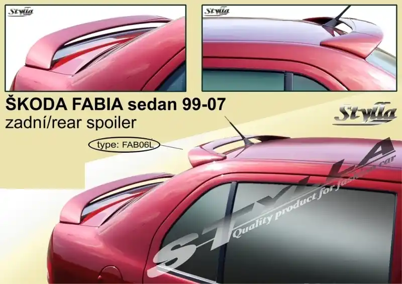 Střešní spoiler - stříška Škoda Fabia I Sedan (2001 - 2007) - Stylla FAB06L Objednat Nyní